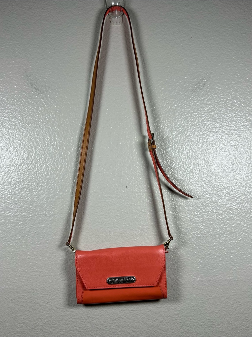 Brighton Crossbody Wallet - Coral Orange Leather